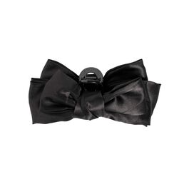 Large black satin bow claw clip